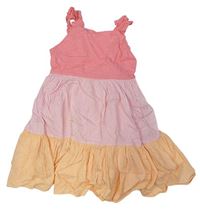 Růžovo-světlerůžovo/oranžové krepové letní šaty F&F