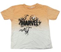 Oranžovo-bílé tričko s logem Marvel