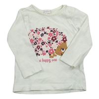 Smetanové triko s ježkem s květy Dopodopo