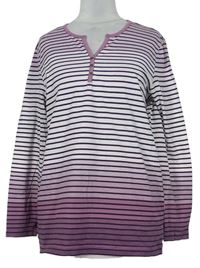 Dámské purpurovo-bílé pruhované triko 
