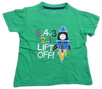 Zelené tričko s raketou a nápisem Primark
