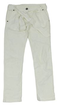 Bílé lněné kalhoty s páskem New Look