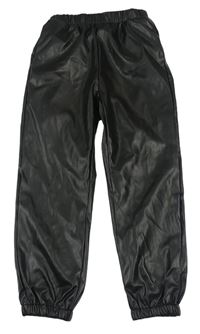 Černé koženkové cuff kalhoty Shein