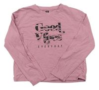Růžové crop triko s nápisy V By Very 