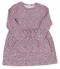 Růžovo-šedé šaty s leopardím vzorem 