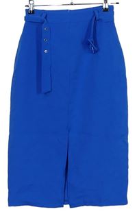 Dámská modrá pouzdrová midi sukně s páskem Boohoo 