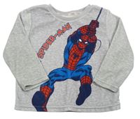 Šedé melírované plyšové triko se Spidermanem Primark