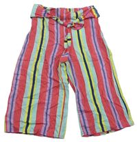 Barevně pruhované culottes kalhoty s páskem Primark 