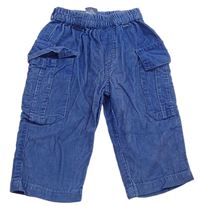 Modré manšestrové cargo kalhoty 