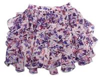Světlerůžová květovaná šifonová vrstvená sukně Matalan