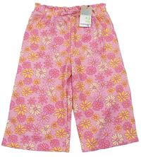 Růžové květované culottes kalhoty Primark