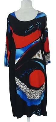 Dámské černo-červeno-modré vzorované šaty 