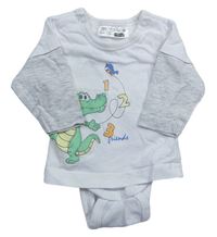 Bílo-světlešedé triko s krokodýlkem a všitým body Ergee