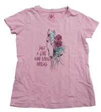 Růžové tričko s koněm 