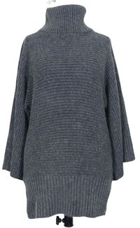 Dámský šedý vlněný svetr s rolákem M&S