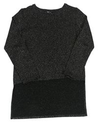 Černo-stříbrný dlouhý svetr 