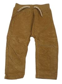 Hnědé manšestrové kalhoty s úpletovým pasem George