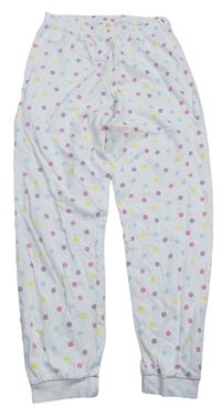 Bílé pyžamové kalhoty s barevnými puntíky 