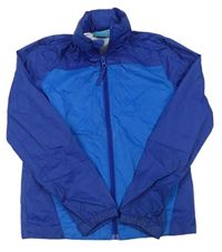 Modro-tmavomodrá šusťáková nepromokavá bunda s lgoem Mountain Warehouse