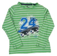 Zeleno-bílé pruhované triko s číslem a skateboardem Lupilu