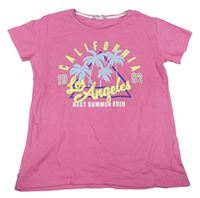 Růžové tričko s palmami Pep&Co