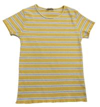 Okrové pruhované žebrované tričko Primark 