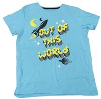 Světlemodré tričko s nápisy a raketou JEFF&CO