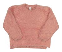 Růžový chlupatý svetr 