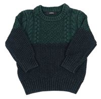 Zeleno-tmavozelený vzorovaný svetr George 