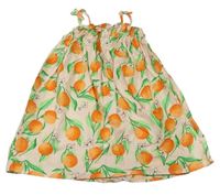Světleoranžové lehké šaty s pomeranči Primark