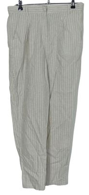 Dámské béžové proužkované lněné kalhoty M&S