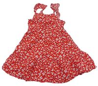Červené květinové plátěné šaty Primark