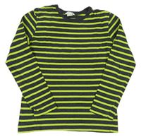 Tmavošedo-zelené pruhované triko 