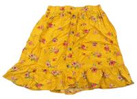 Žlutá puntíkatá sukně s kytičkami Primark