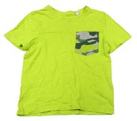 Zelené neonové tričko s army kapsou C&A