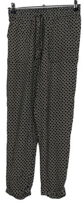 Dámské černo-hnědé vzorované volné lehké kalhoty Primark 