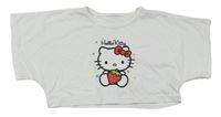 Bílé crop tričko s Hello Kitty