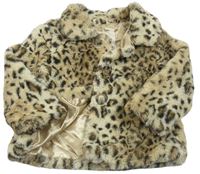 Béžovo-černý chlupatý kabátek s leopardím vzorem 