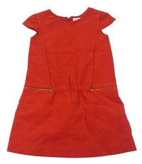Červené šaty s 3D vzorem a zipy Zara