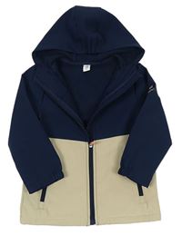 Tmavomodro-béžová softshellová bunda s kapucí Topolino