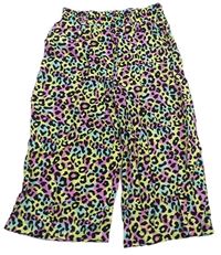 Barevné lehké crop volné kalhoty s leopardím vzorem Kiki&Koko