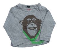Šedé melírované triko s opicí 