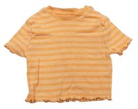 Oranžovo-bílé pruhované žebrované tričko George 