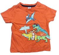 Tmavooranžové tričko s dinosaury dopodopo