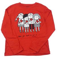 Červené triko s holčičkami 