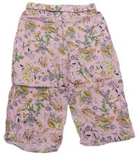 Starorůžové květované lehké capri kalhoty Next