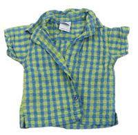Modro-zelená kostkovaná krepová košile