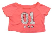 Neonově růžové crop tričko 