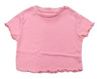 Neonově růžové žebrované crop tričko George 