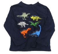 Tmavomodré triko s dinosaury GAP 